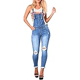 LONGBIDA Skinny Ripped Jeans Denim Jumpsuit Overalls For Women