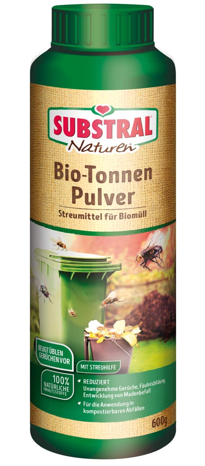 Substral Naturen Organic Bin Powder Against Maggot Infestation and Unpleasant Odours in the Organic Bin, 600 g Shaker Can, Green