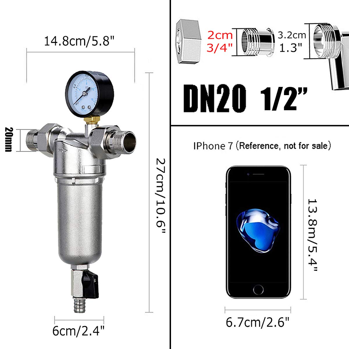 Filtro Acqua In Linea 1/2" 14 Filettatura - 50 Maglie, Per Navi, Camper E Yacht - Foto 7