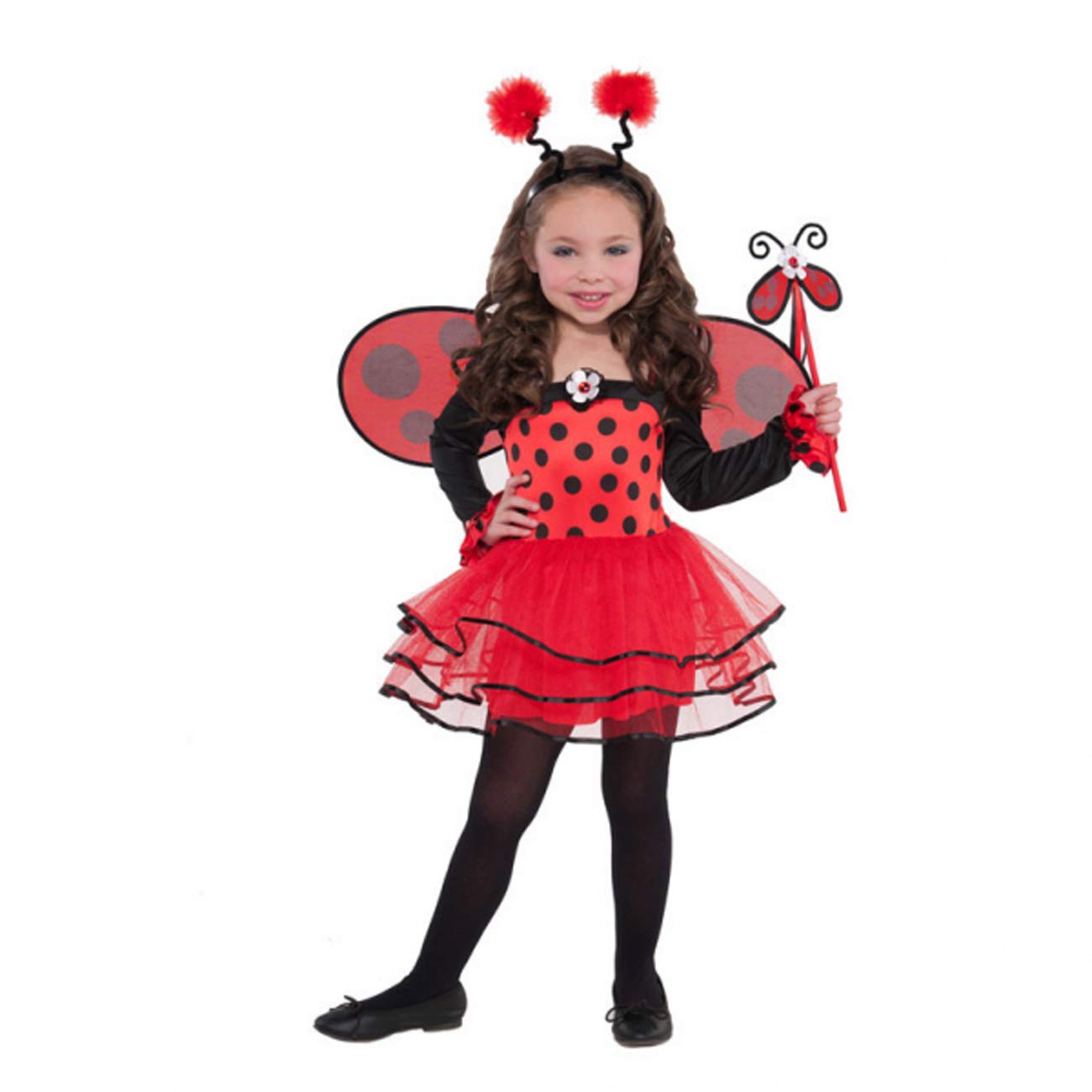 Ballerina Ladybird + Wings Girls Animal Fancy Dress Kids Lady Bug Childs Costume 3-4 Years — image 1