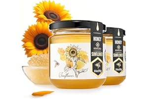 HONIGMA® Raw Sunflowers Honey | Exquisite Taste | 100% Pure | Unpasteurized | Unfiltered | Partially crystallized | 250g/8.8oz