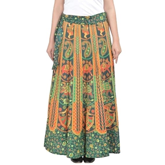 Women's A-Line Skirt (SKT3158_Green_Free Size)