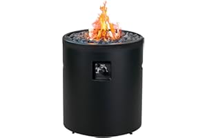 Four Seasons Courtyard 23" Steel 50K BTU Smokeless Propane Gas Fire Pit Round Outdoor Backyard Heating Fireplace for Patios, Decks, and Porches, Black