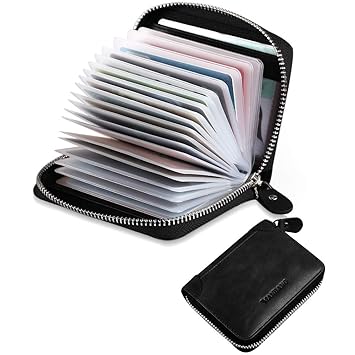 Damen Echt Büffelleder Kreditkartenetui BTNEEU RFID Schut Kreditkartenhülle für Frauen, Herren Leder Kredikartenhalter mit 22