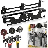 gostle 2 Bay Angle Grinder Holder with Discs Hook Rack, Grinders Power Tools Holder Storage Rack, Wall Mount Organizer Bracket for Cutters Polishers with Cord Hanger and Hooks