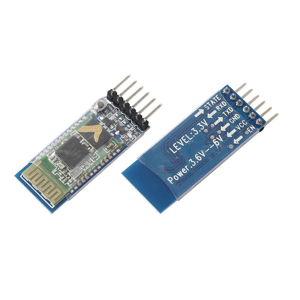 DEVMO 2PCS HC-05 6Pin Wireless Bluetooth Module, RF Transceiver Master-Slave 2in1 RS232 TTL Serial Configuration at Mode Breakout Board Compatible with Ard-uino