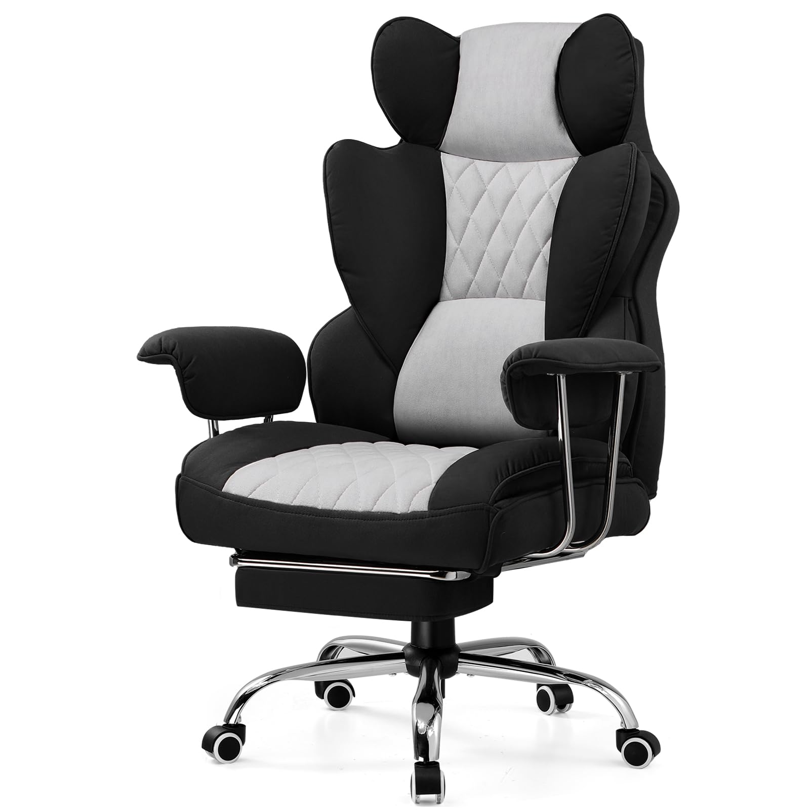 Photo 1 of ***MISSING HARDWARE***GTRACING Gaming Chair,Office Chair with Pocket Spring Lumbar Support, Ergonomic Comfortable Wide Office Desk Computer Chair with Outward Fixed Soft Armrests and Footrest (Fabric, Black & Gray)