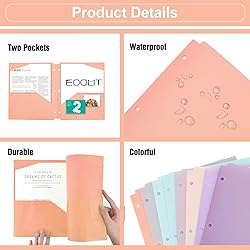 EOOUT 8 Pack Pocket Folders for 3 Ring