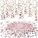 Konsait Rose Gold 18th Birthday Decorations for Women and Girl Bday Decor 18th Birthday Hanging Swirls (30pcs) 18 Happy Birthday Star Confetti (20g) for Home Table Decor Birthday Party Favor Supplies