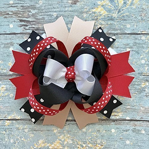 Amazon Com Red Black Khaki Tan White Hair Bow Handmade Red Black