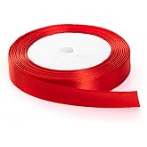 Solid Color Satin Fabric Ribbon (red, 1/2" x 25 Yards)