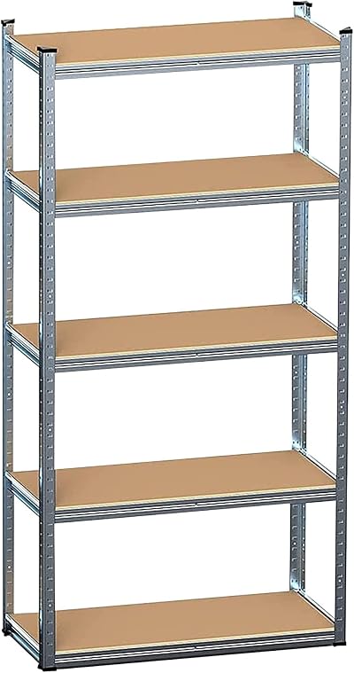 Pluto Packaging 5 Tier Heavy Duty Garage Shelving Unit Boltless Metal Storage