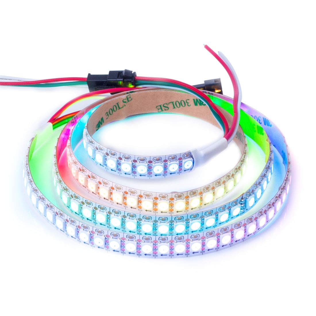 BTF-LIGHTING WS2812E ECO RGB Alloy Wires 5050SMD Individual Addressable 3.3FT 144(2X72) Pixels/m Flexible White PCB Full Color Pixel Strip Dream Color IP30 Non-Waterproof DIY Only DC5V(Strip Only)