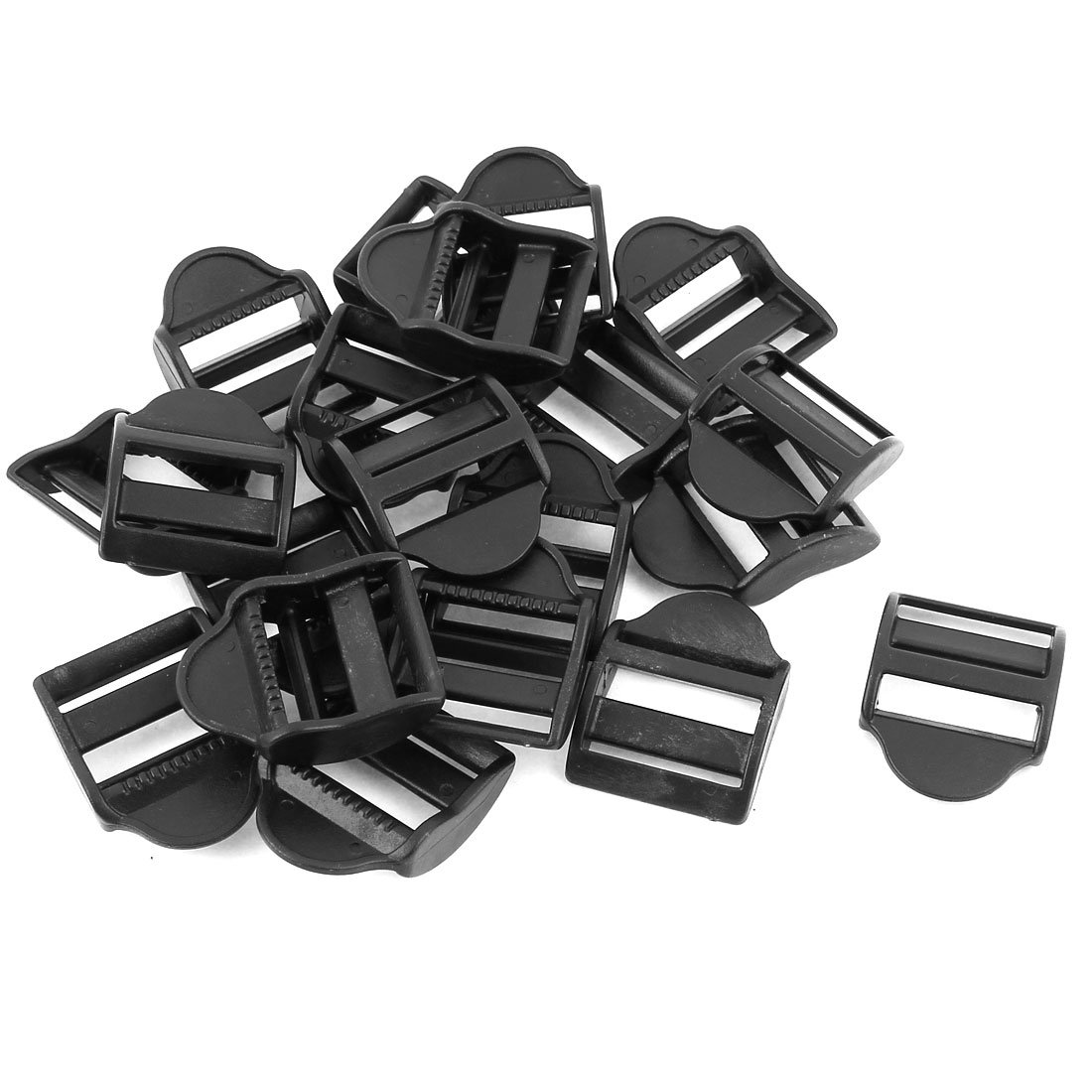 sourcingmap® Plastic Webbing Strap Ladder Slider Buckles Lock 25mm 20 Pcs Black
