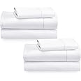 2-Pack Twin Cotton Sheets Sets - 400 Thread Count 100% Cotton Sateen - Extra Soft, Breathable & Cooling Sheets, Wrinkle Resistant, 2 Sets of Deep Pocket Bed Sheets - Bright White