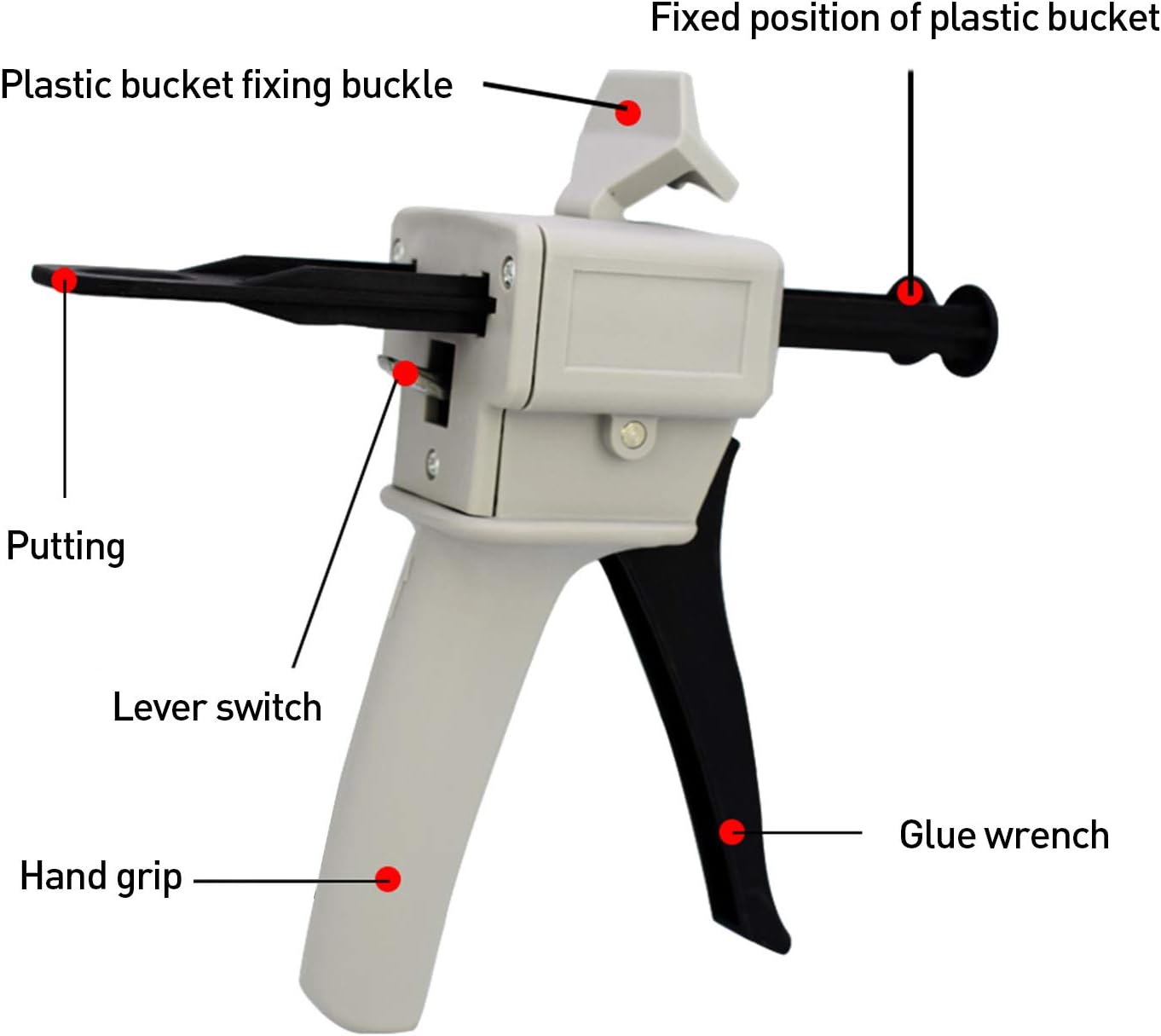 Angle ruler 50ml Dispenser Gun Kit，Universal Impression Mixing Dispensing Glue Gun Applied to 50ml 1:1,2:1 AB Plastic Tube,1:1,1:2 Dispenser Glue Tube: Sports & Outdoors