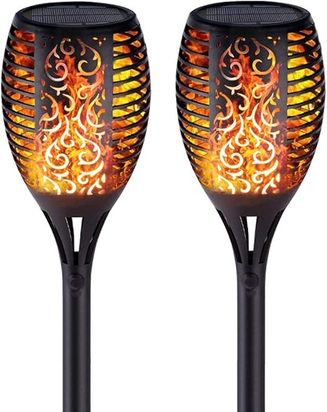 lampara solar para jardin sebami 2pcs luces solares antorcha 96 led ip65 luz de llama jardin solares exterior luces de decoracion con energia solar