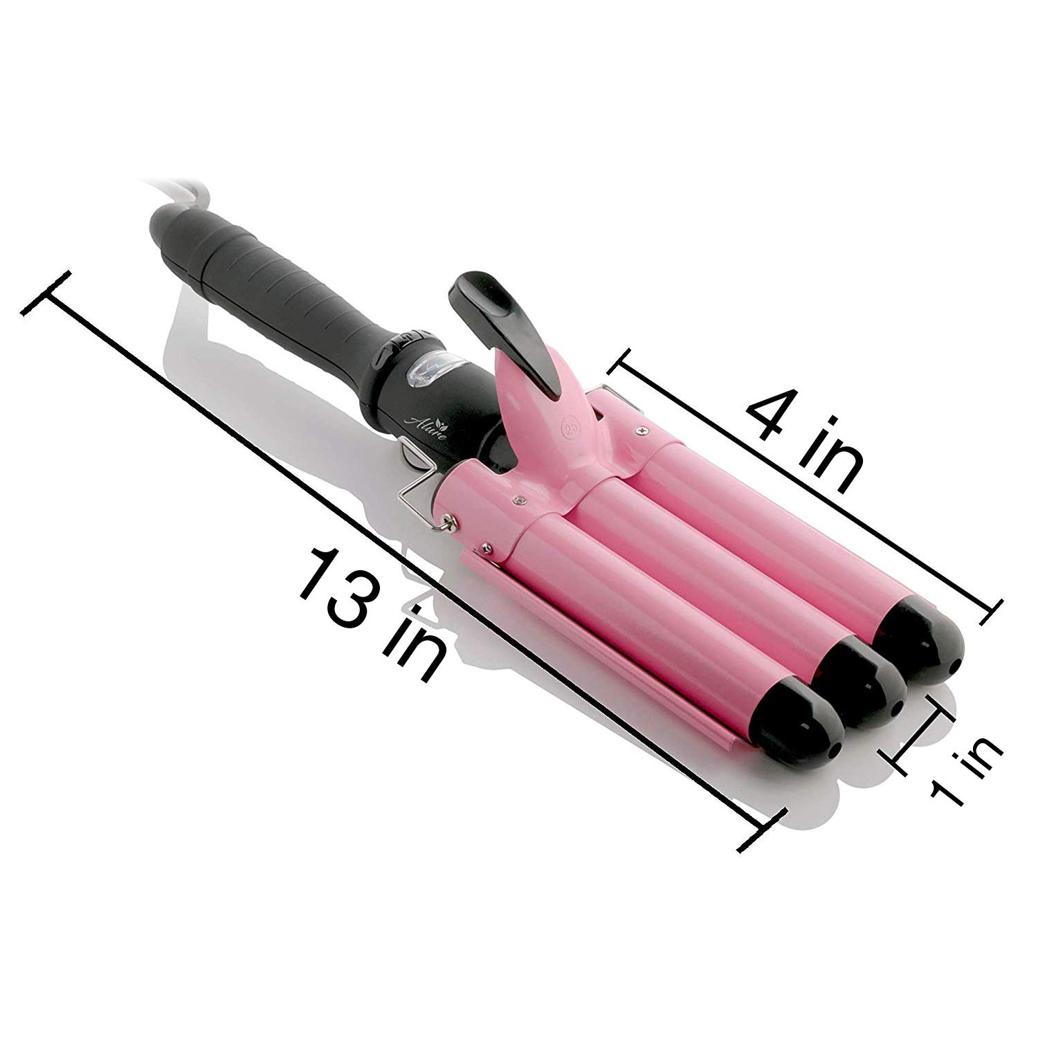 Alure Three Barrel Curling Iron Wand with LCD Temperature Display - 1 Inch Ceramic Tourmaline Triple Barrels, Dual Voltage Crimp: Beauty
