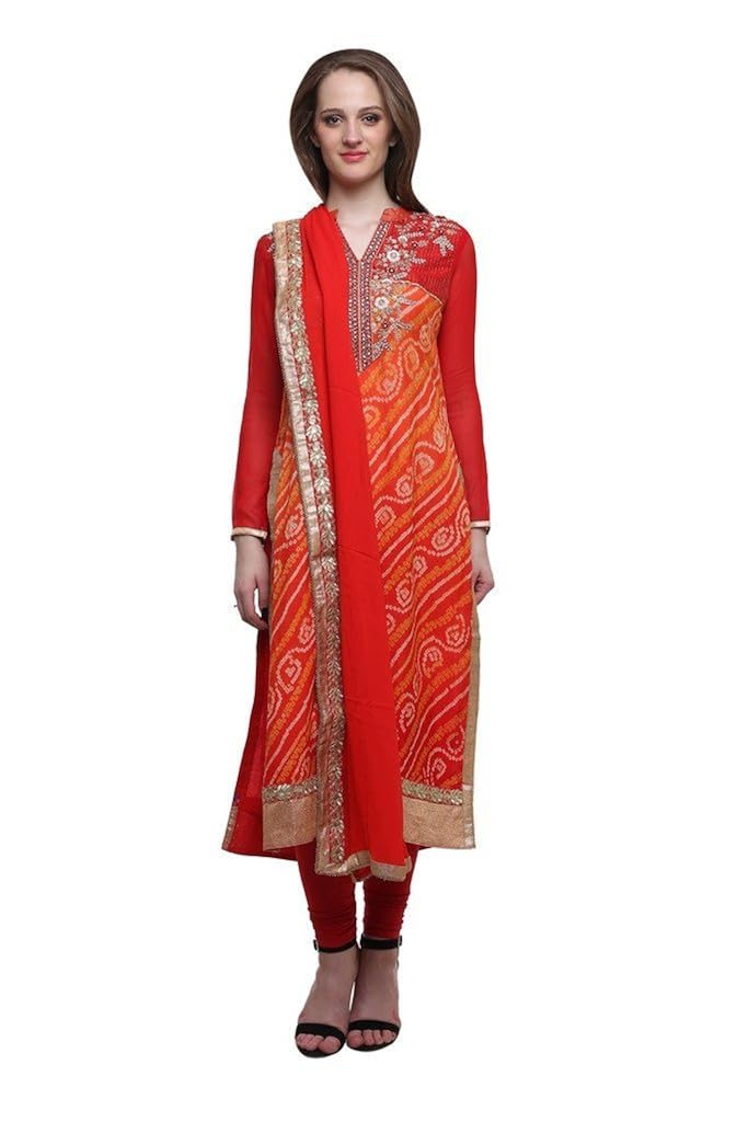 Buy AZYA Rajasthani Saffron Embroidered with Dupatta Kurta at Amazon.in