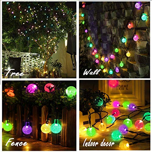 Solar Globe String Lights, 21ft 30 LEDs Solar String Lights Garden Outdoor,8 Modes Outdoor Multi-Colored Waterproof Crystal Ball Fairy Lights for Garden Yard Home Party Wedding Decor (Multicolor)