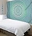 Madhu International Ombre Mandala tapestry Hippie Tapestries (Green and White, Twin (140 x 210 Cms / 54 x 82 Inches))