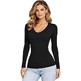 M&M SCRUBS Women’s Under Scrub Tee V-Neck Long Sleeve T-Shirt – Soft Stretch Medical Underscrub Shirt