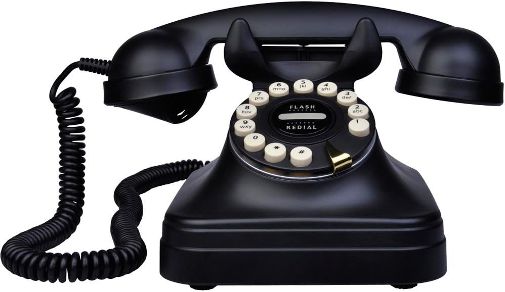 LeeKer LK-P021B Classic Retro Antique Corded Phone Circle Dial Landline Desk Telephone Vintage Design(Black)