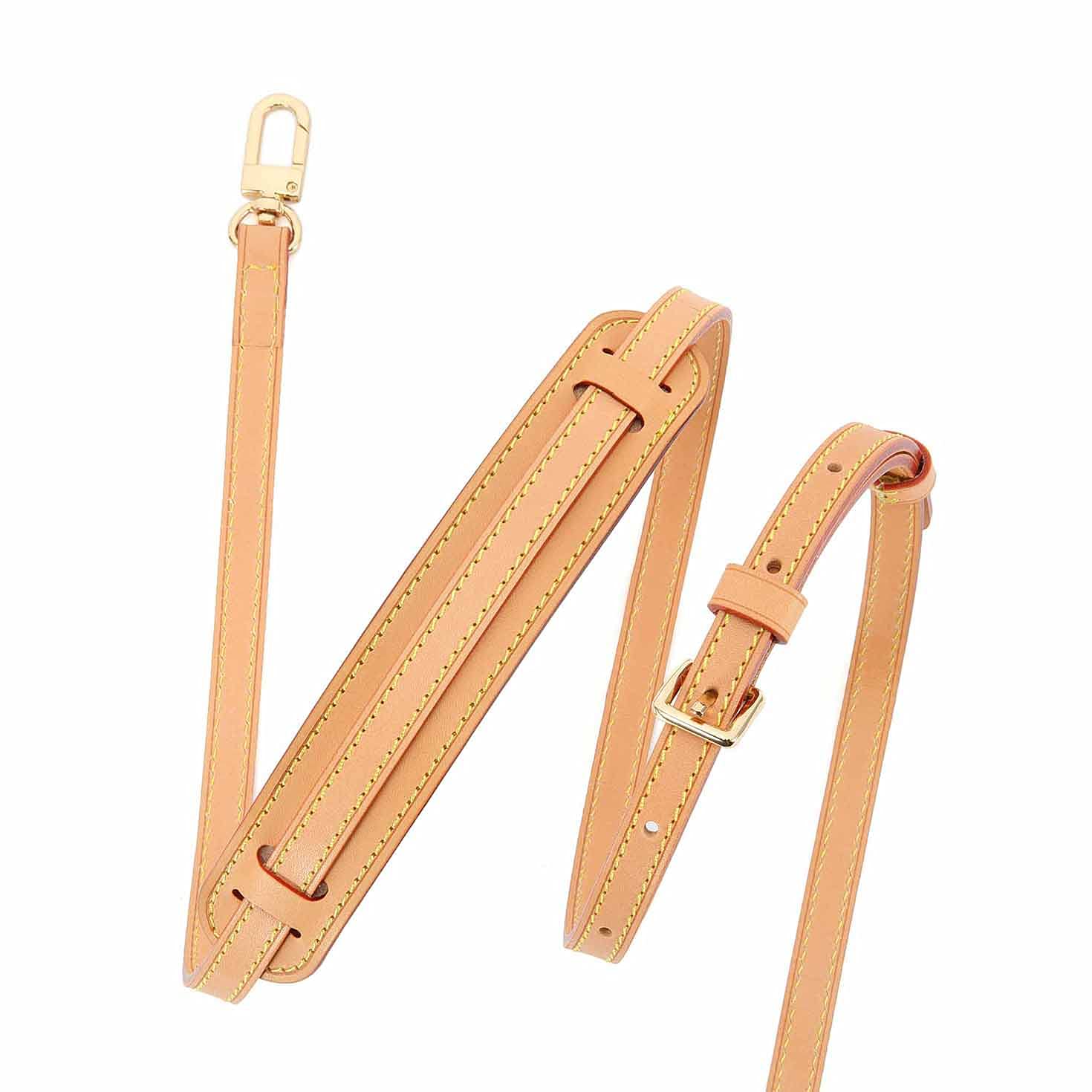 Adjustable Vachetta Leather Strap Vachetta Crossbody Belt for Pochette Small Bags Speedy Favorite NM Eva PM MM with Gold Hardware 1.2cm (Vachetta strap2S1.2+Shoulder pad)