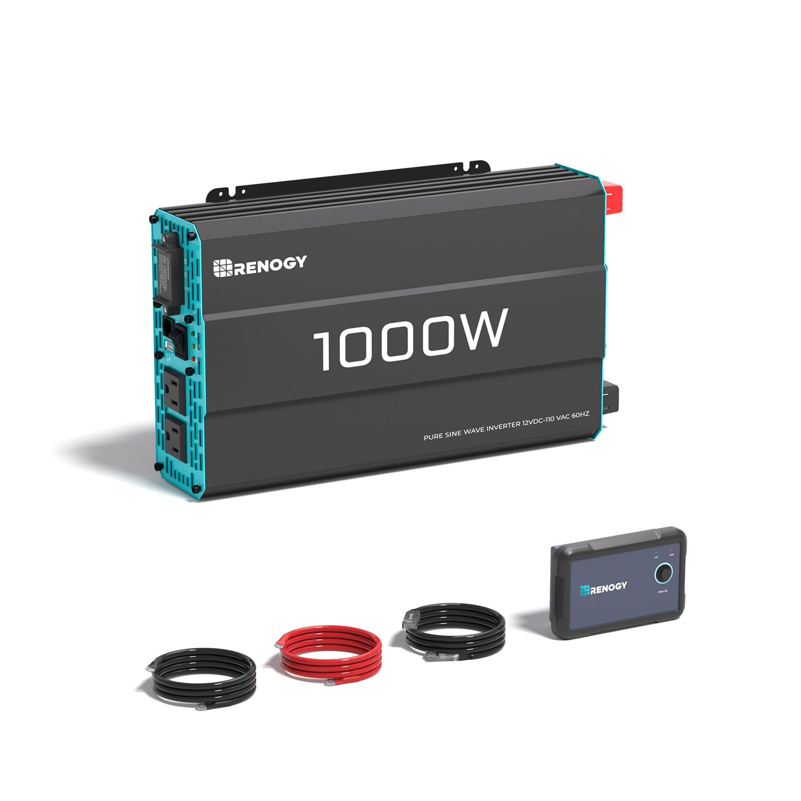 Photo 1 of Renogy Inverter P2 1000W, 12V to 110V Pure Sine Wave Solar Car Power Inverter, DC to AC Converter with 16.4FT Remote Control for RV, Truck, Camping, Home Backup, Outdoor, Emergency, Off-Grid Living