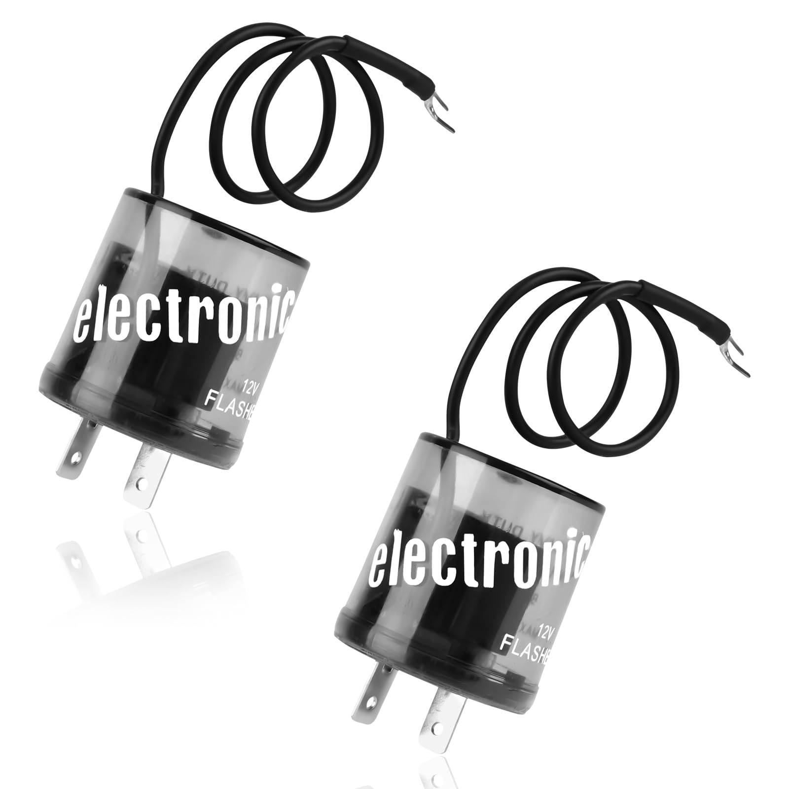 Photo 1 of 2 Pack 2 Pin LED Flasher Relay with Ground Wire, 12V Universal Car Blinker Relay for Fixing Hyper Flash & Turn Signal Flickering, Compatible with Cars Trucks SUVs