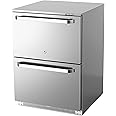 Frostronics 24 Inch 186 cans Outdoor Drawer Refrigerator, 5.47 cu. ft. Built-In Outdoor Drawer Beverage Cooler, 26°F Outdoor Drawer Beverage Fridge, SUS304, Dual Mode Lockable, ETL & NSF7 Certified