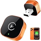 【2026 Upgarded】 Wireless CarPlay Adapter for iPhone, Mini USB Design for Cars with Wired CarPlay, Fast Connection,5.8GHz WiFi, Compatible with iOS 10+ & iPhone 6+, USB/Type C,Plug and Play（Orange）