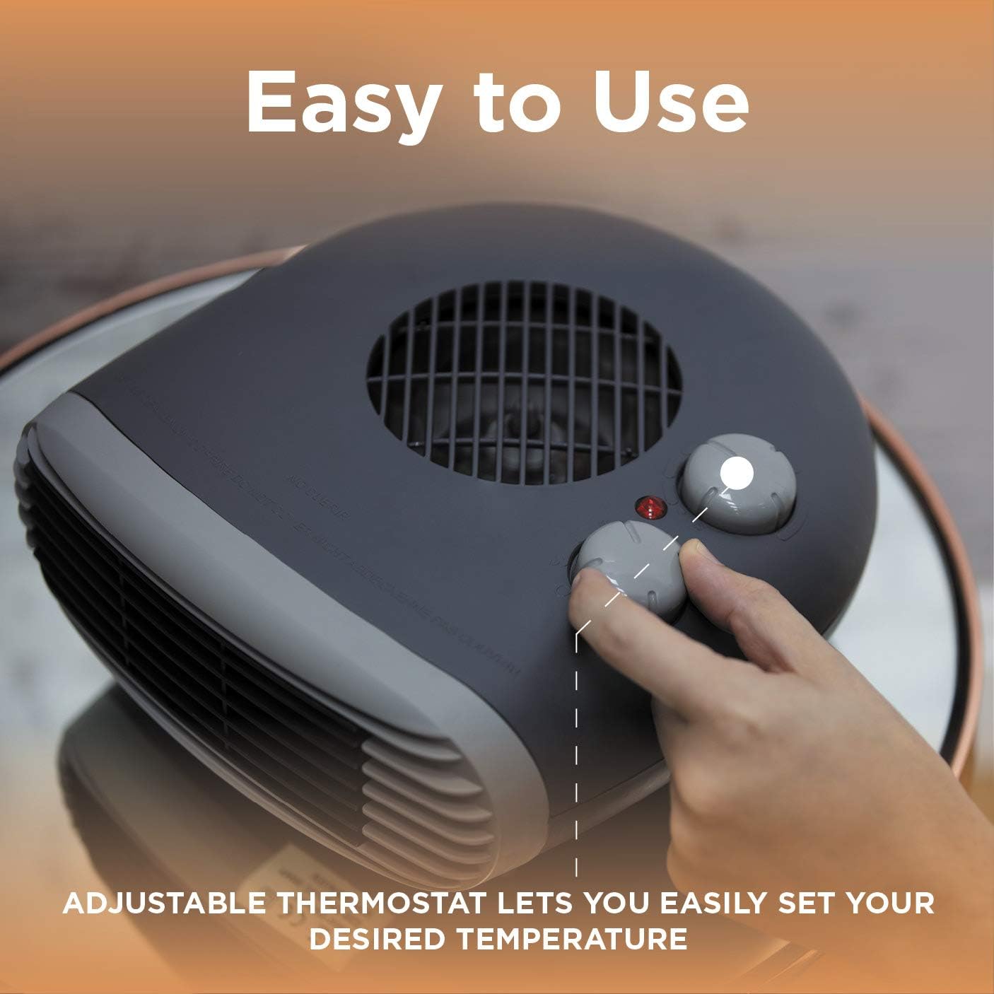 Warmlite 2000W Portable Flat Fan Heater with 2 Heat Settings and Overheat Protection, Dark Titanium, WL44004DT - Image 5
