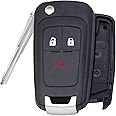 Keymall Flip Key Shell Replacement for Chevrolet Spark 2012 2013 2014 2015 2016 A2GM3AFUS03 3 Buttons Just The Key Case