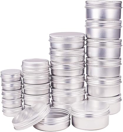 Amazon Benecreat 40個セット ミックスサイズアルミ缶 アルミネジキャップ缶 小分け容器 詰め替え容器 クリームケース 化粧品 クリーム 小物用収納ボックス シルバー Benecreat ビューティー 通販