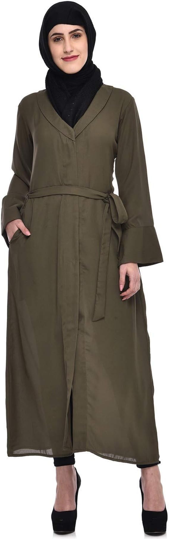 Buy GLAMZERS Women's and Girl's Georgette Abaya Burqa without Hijab/Scarf(Olive Green)(X-Small 