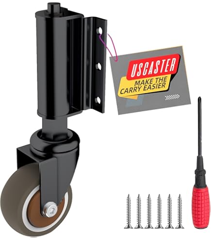 DASBET Heavy Duty Spring Loaded Gate Wheels - 2 Pack Retractable Casters For Wooden & Metal Gates, 110lb Capacity