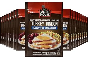 Club House, Dry Sauce/Seasoning/Marinade Mix, Turkey Gravy, Less Salt, 25g, Case Pack 18 Count
