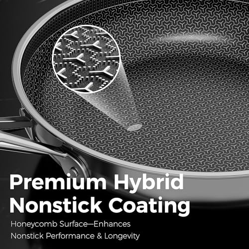 naturepan Hybrid Ceramic Frying Pan 20cm, 5-Ply Diamond-Titanium Nonstick Stainless Steel Pan, Hexagon Surface, Dishwasher/Oven Safe