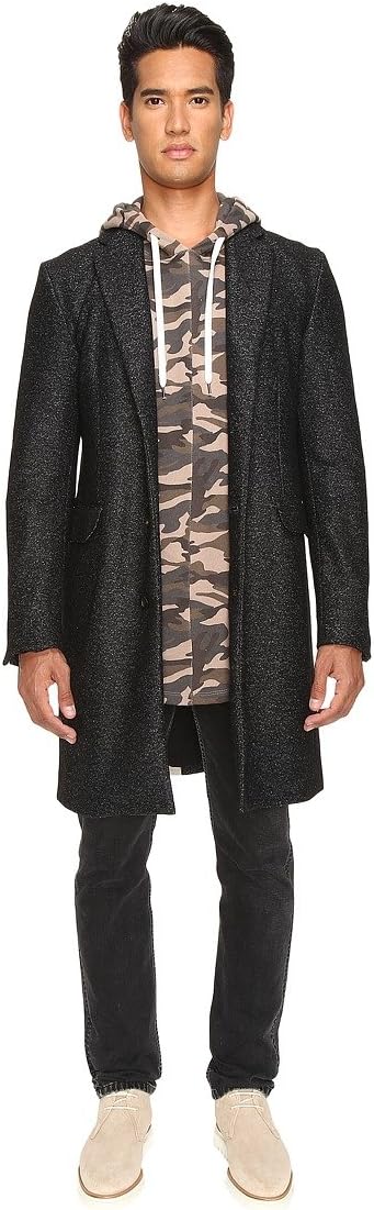 Pyer Moss Men's Flex Overcoat, Marled Grey/Light Beige, SM