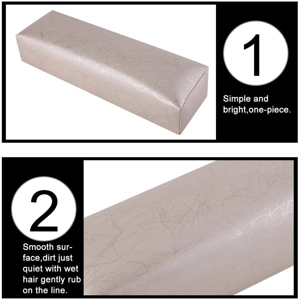 Nail Art Hand Pillow,Stripe Leather Soft Sponge Hand Rests Cushion Arm Rest Holder Manicure Care Pad Treatment Nail Tools(01#Gold) - Image 5