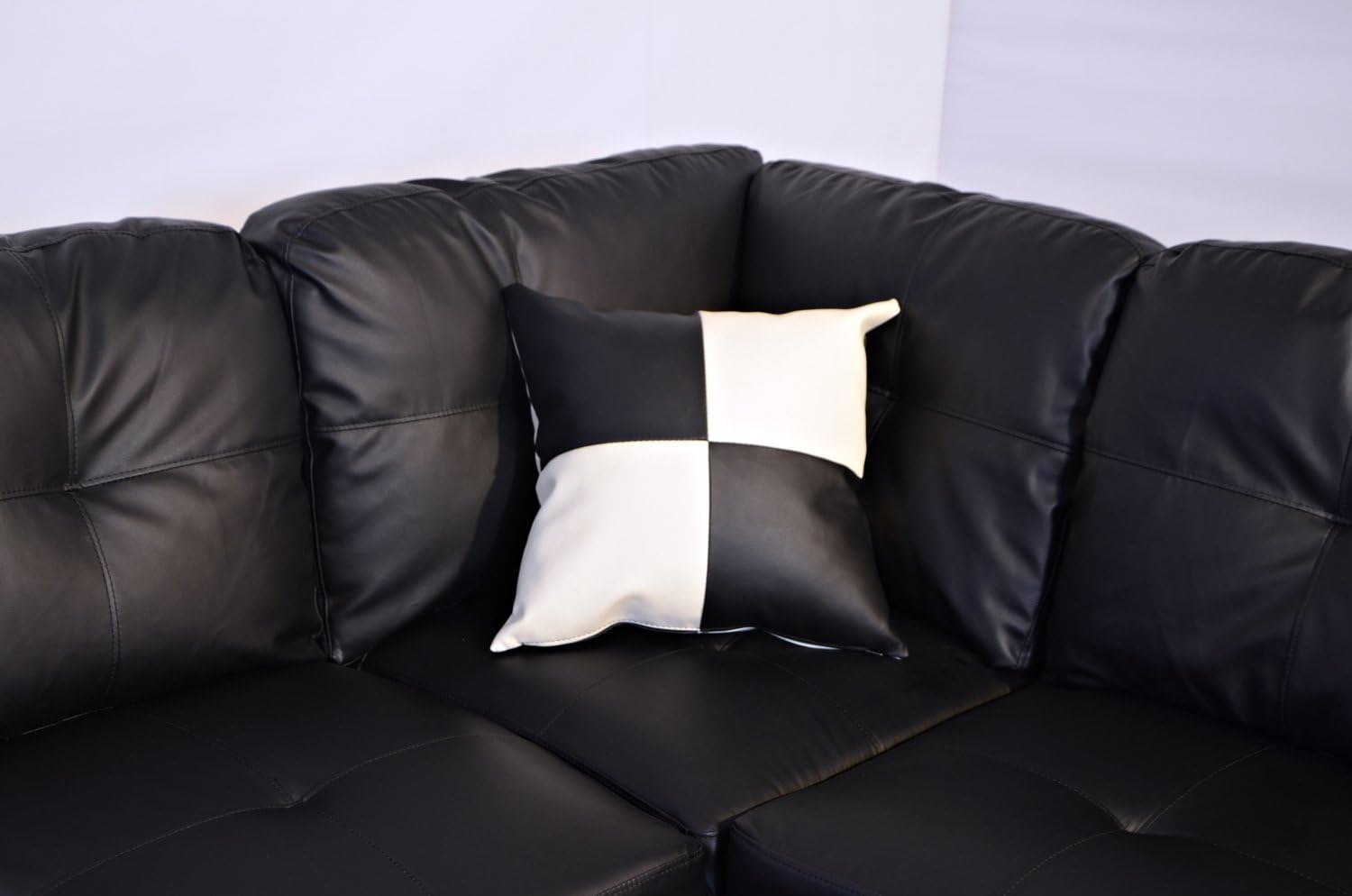 Beverly Fine Funiture Sectional Sofa Set, 91A Black: Furniture & Decor