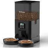 VOLUAS Automatic Cat Feeder for Two Cats with Dual Stainless Bowls, 6L | Programmable Portion Control, Timed Feeding, Memory Function, Dual Stainless Steel Bowls, 10-Second Voice Recorder