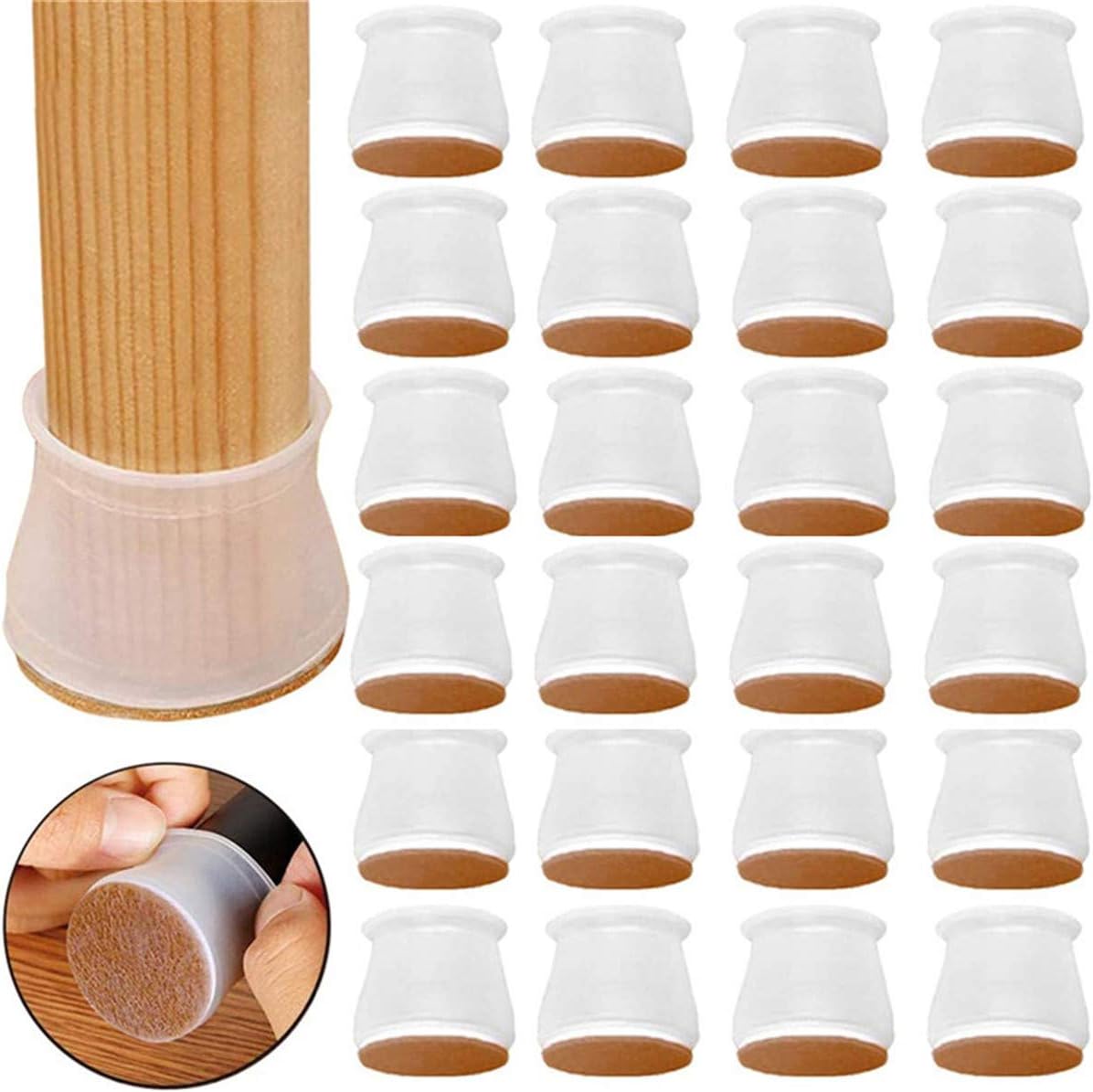 KJDS Juego de 24 tapas para patas de silla de goma antideslizante
