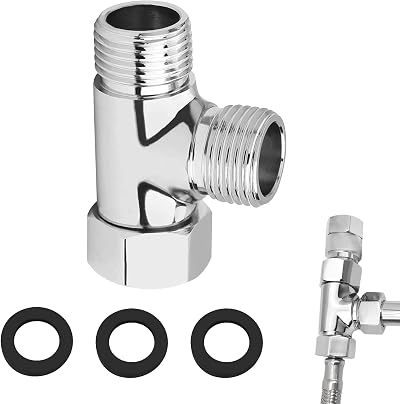 Bansusu 3 Way T Shape Brass Diverter Valve G1/2 for Bidet Shower Splitter Silver