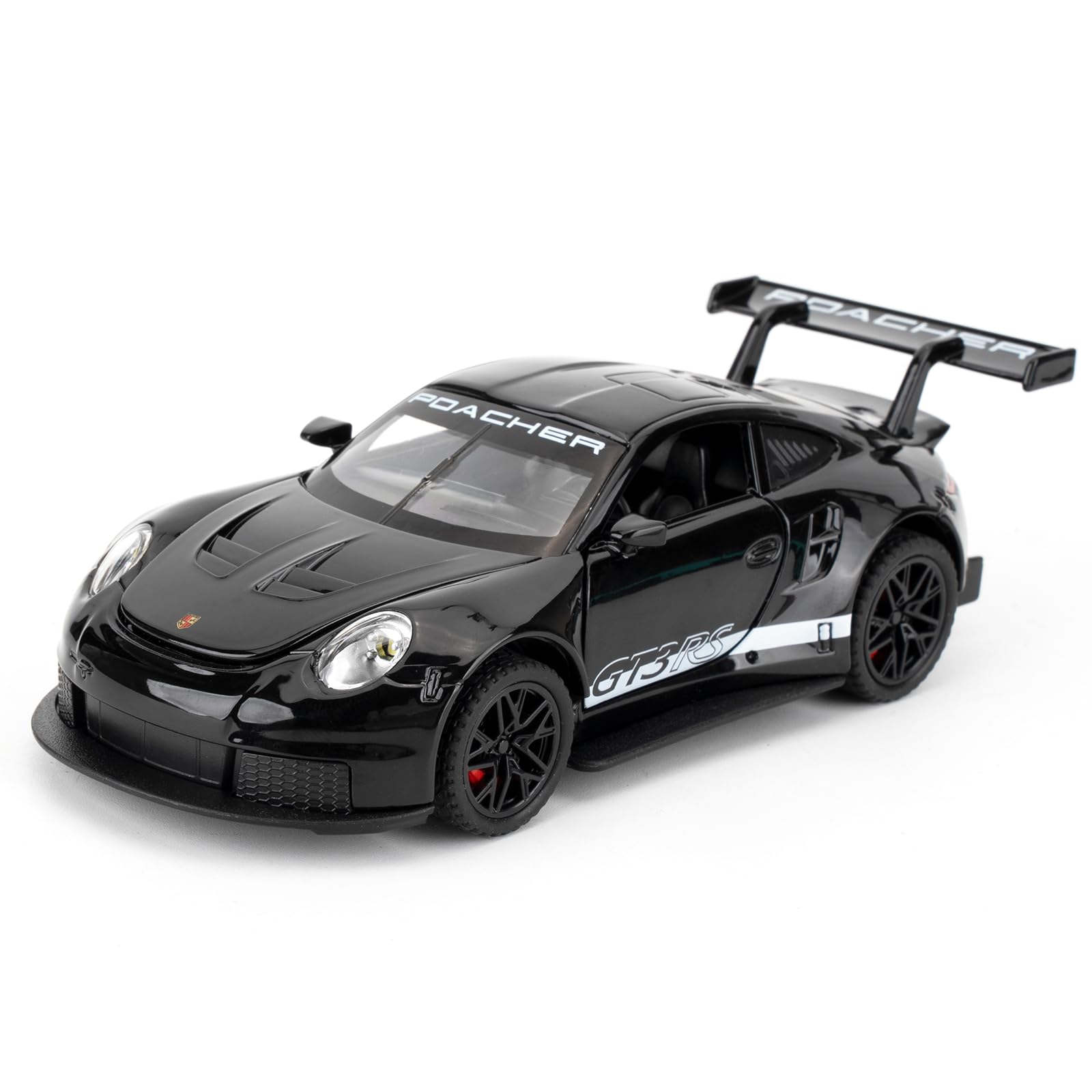 imtfzct 1/32 Porsche GT3RS Model Car, Die-cast Alloy Car with Pullback Function, Children's Toy Car with Lights and Sound, Toy Car with Door Opening, Gift for Kids (black