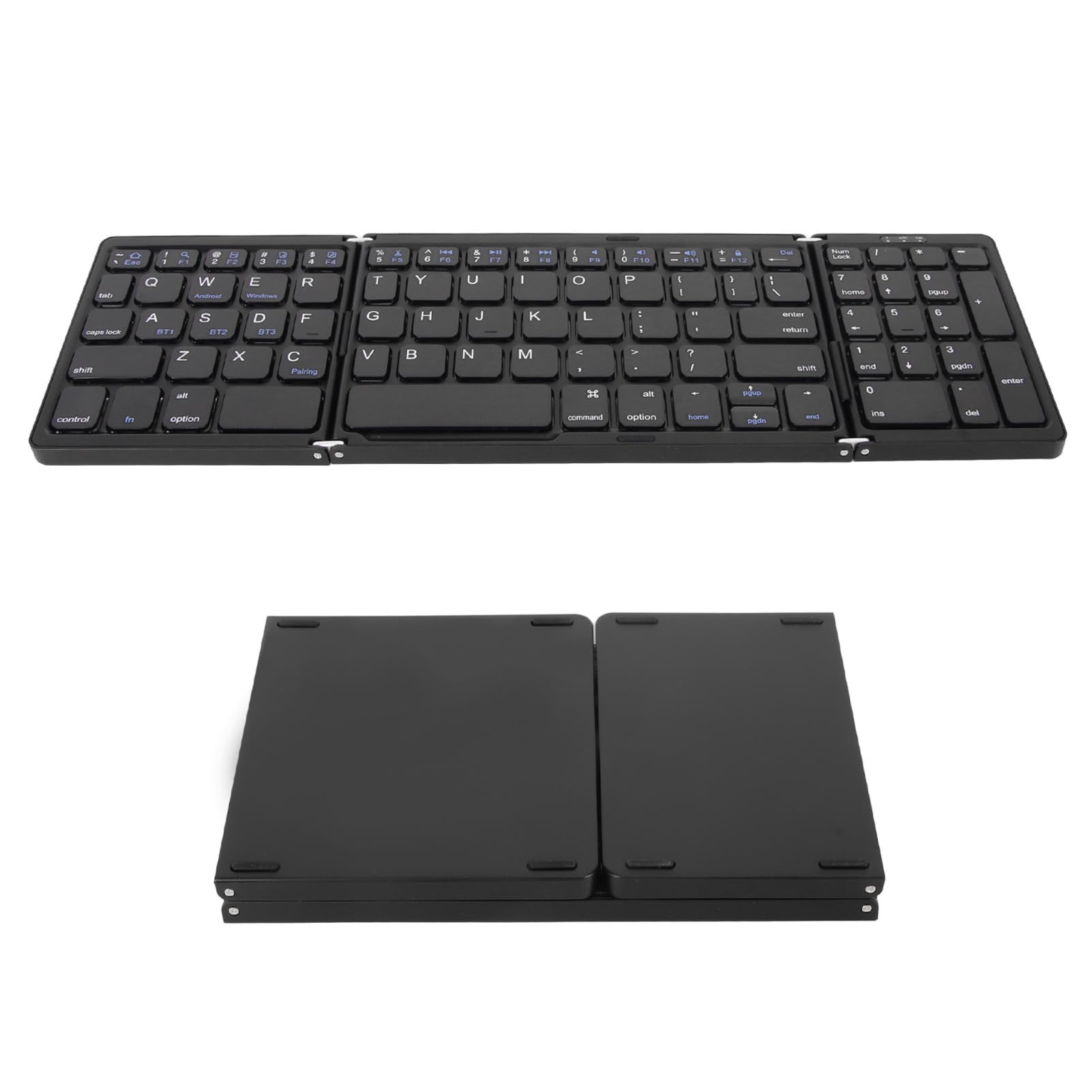 VBESTLIFE Wireless Foldable Keyboard, BT Portable Triple Fold Keyboard for Laptop Tablet Phone, for IOS Android Windows (Black)