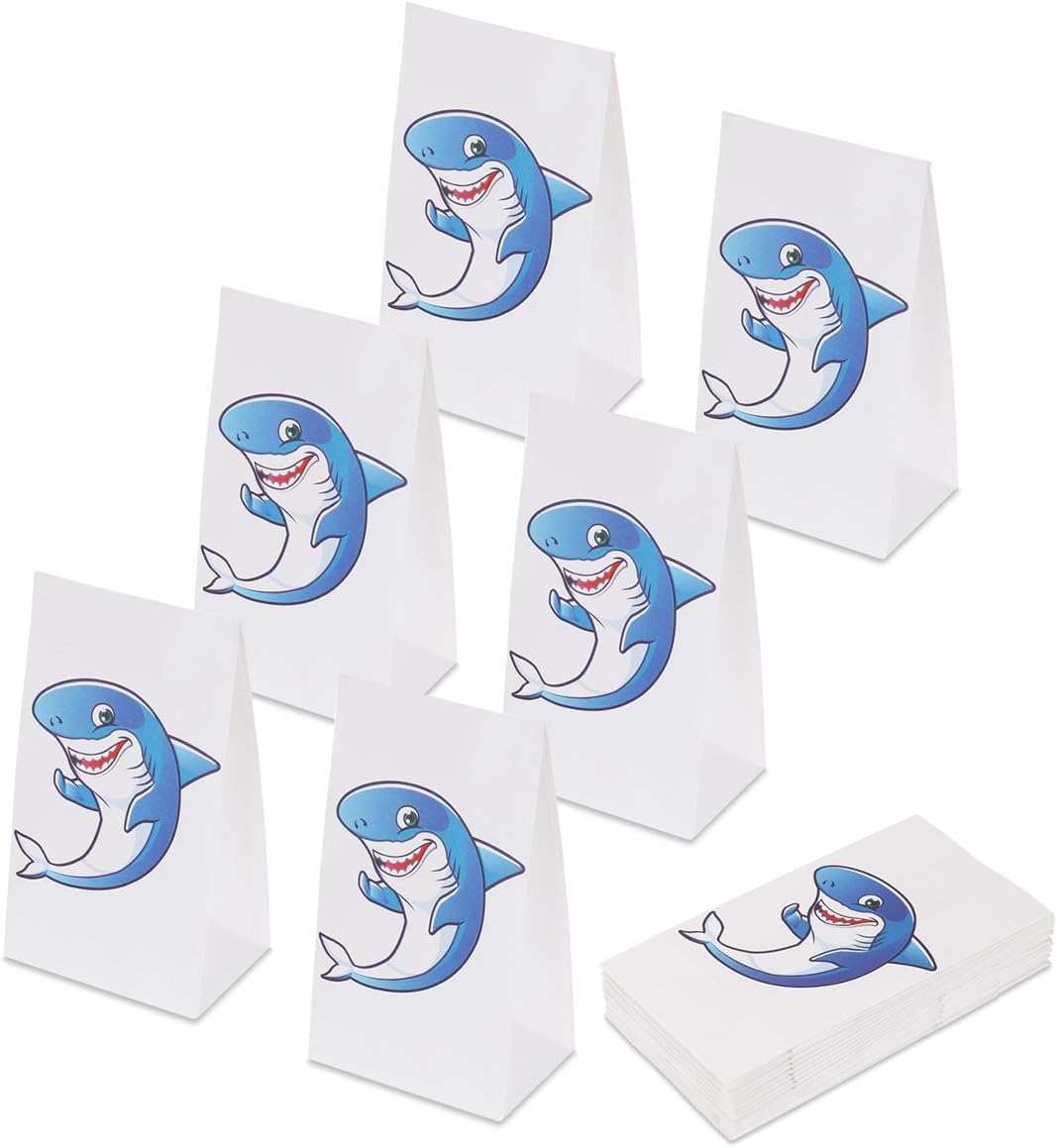Aresmer Shark Party Favors Bags Paper Bags For Kids Girls and Boys, Pack of 24