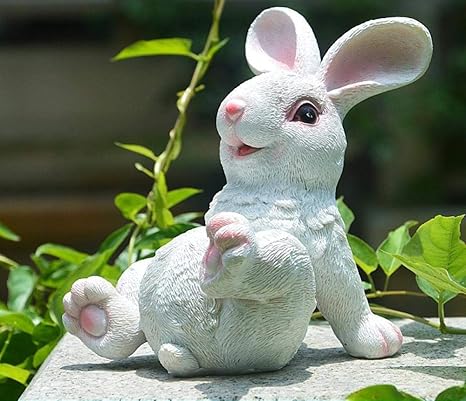 Amazon 彫刻鑑賞 樹脂座るうさぎ像動物屋外庭の彫刻家の装飾 置物 オブジェ オンライン通販