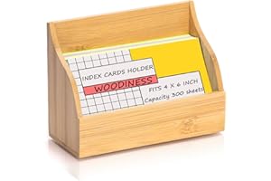 SHIQIKEJIPTY 4x6 Wood Index Card Holder Wooden Index Card Box Cards Display Stand Notecard Box Business Cards Organizer Post Cards Case for Business Desk Office Home School Capacity 300 Sheets